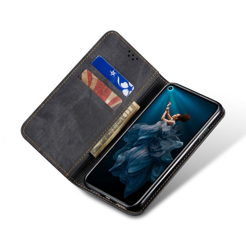 Flip Case Huawei Nova 5T Schwarz Handyhülle Jeans Aus Kunstleder