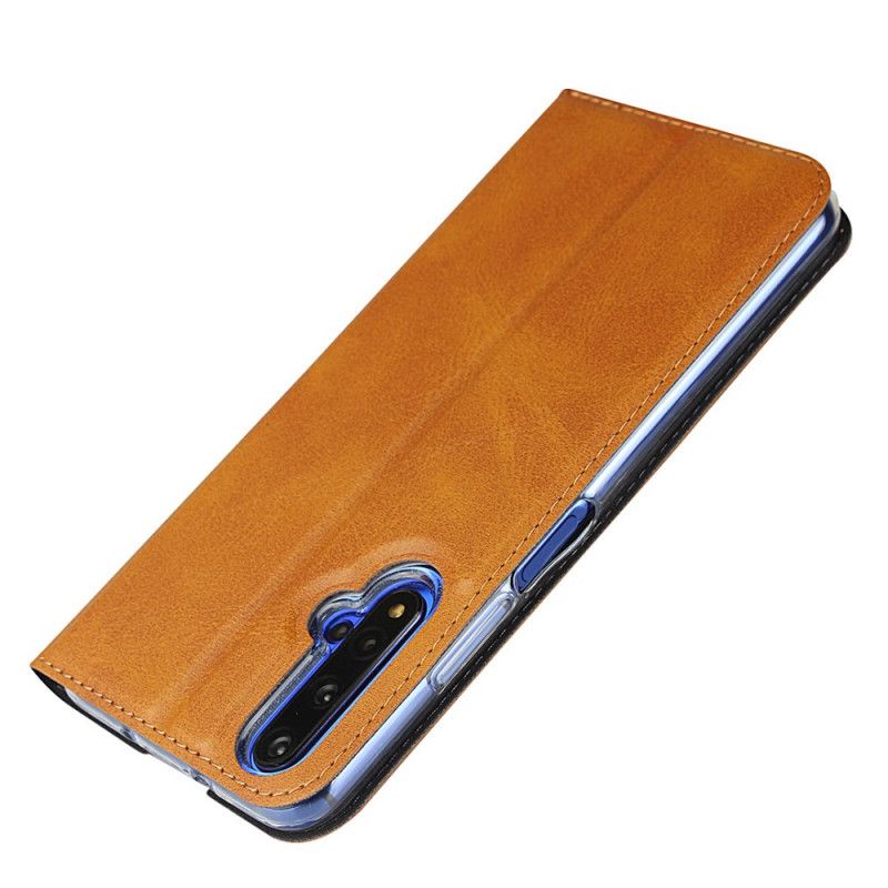 Flip Case Huawei Nova 5T Schwarz Kunstleder Mit Riemen