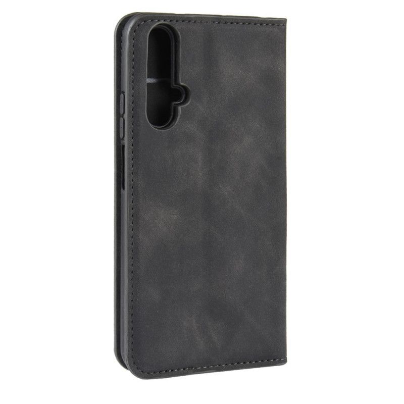 Flip Case Huawei Nova 5T Schwarz Schicker Ledereffekt