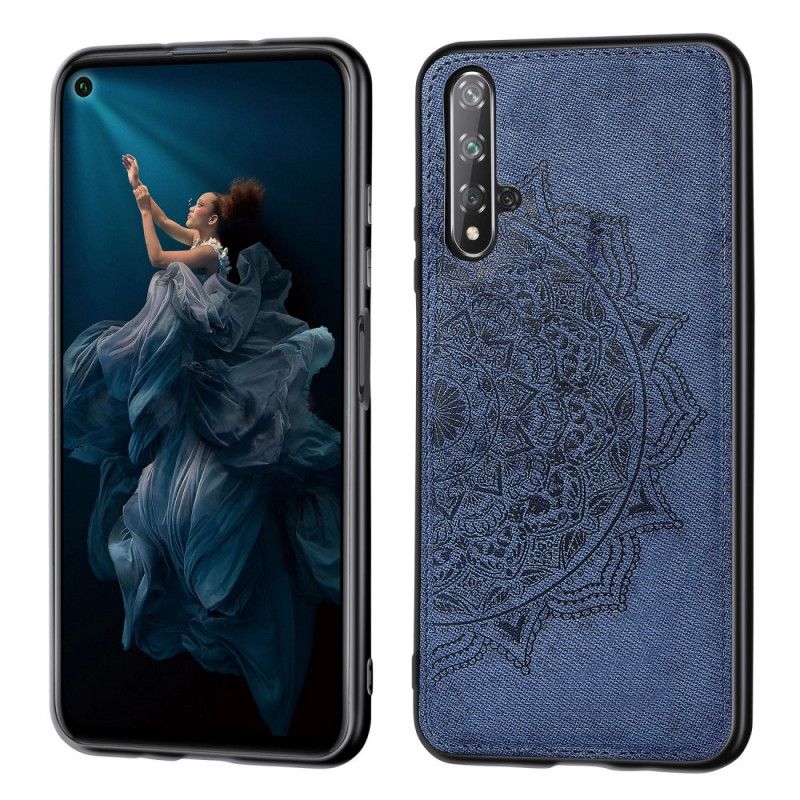 Hülle Für Huawei Nova 5T Schwarz Stoff- Und Mandala-Textur