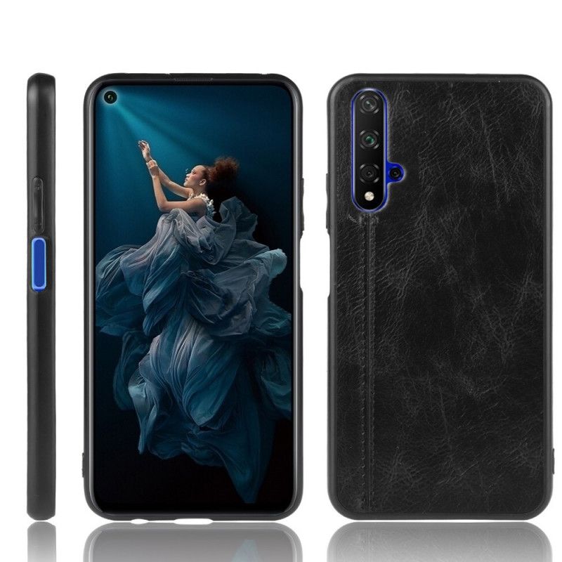 Hülle Huawei Nova 5T Schwarz Nähte Im Lederstil