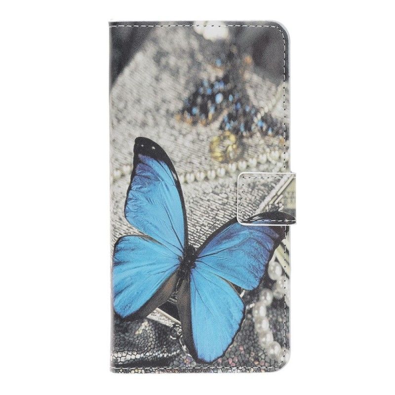 Lederhüllen Huawei Nova 5T Blauer Schmetterling