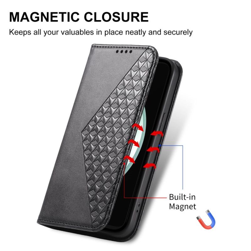 Flip Case Samsung Galaxy S25 Fe Rautenmuster Mit Riemen