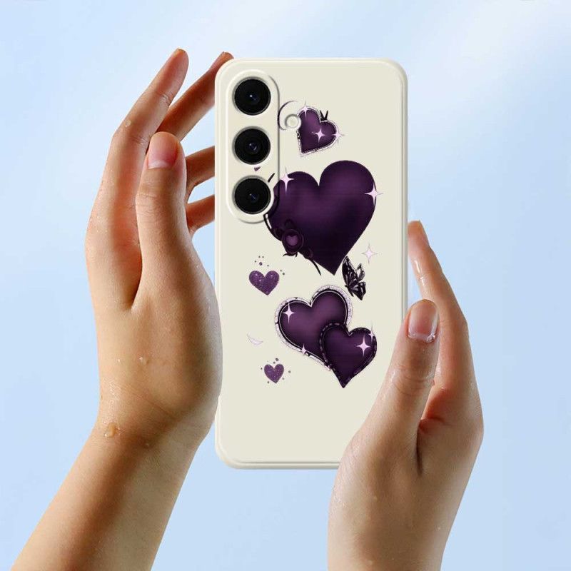 Hülle Für Samsung Galaxy S25 Fe Silikon Mit Lila Herzmuster