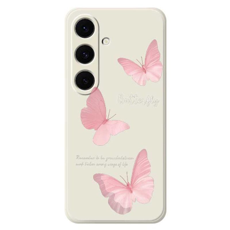 Hülle Für Samsung Galaxy S25 Fe Silikon Mit Rosa Schmetterling