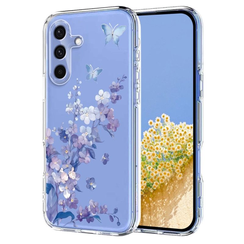 Hülle Für Samsung Galaxy S25 Fe Transparentes Blumen- Und Schmetterlingsdesign