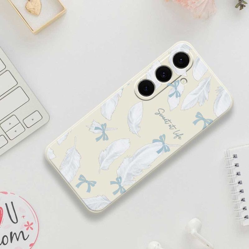 Hülle Samsung Galaxy S25 Fe Handyhülle Silikon Mit Weißer Feder