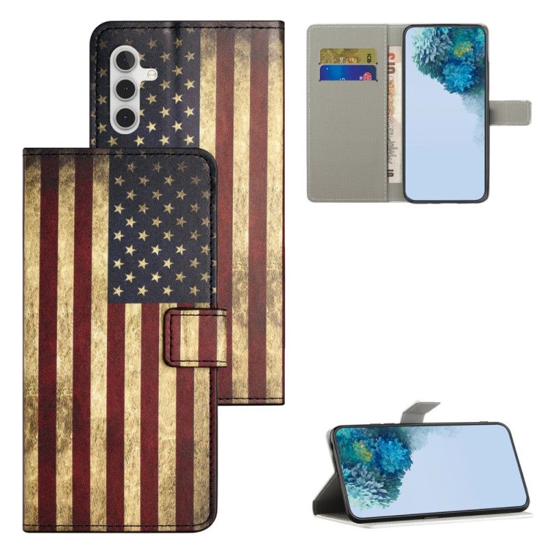 Lederhüllen Für Samsung Galaxy S25 Fe Amerikanische Flagge (vintage)