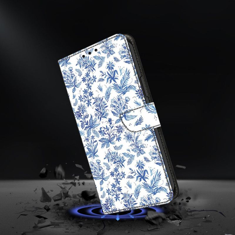 Lederhüllen Für Samsung Galaxy S25 Fe Blaue Blüten
