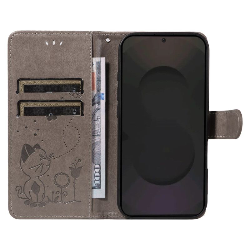 Lederhüllen Für Samsung Galaxy S25 Fe Katze Und Biene