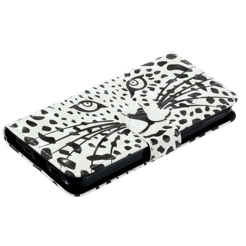 Lederhüllen Für Samsung Galaxy S25 Fe Leopardenkopf Mit Umhängeband