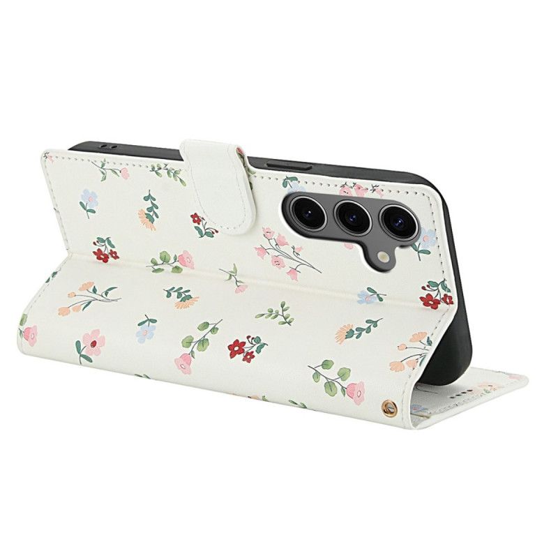 Lederhüllen Für Samsung Galaxy S25 Fe Trageband Mit Blumenmuster