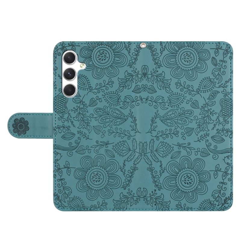Lederhüllen Samsung Galaxy S25 Fe Blumenmuster Mit Riemen