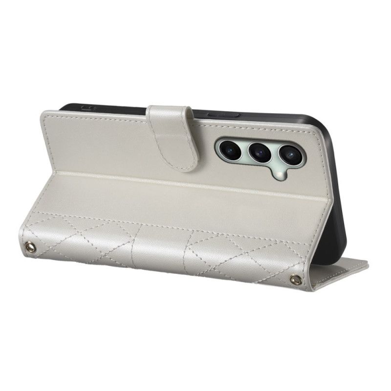 Lederhüllen Samsung Galaxy S25 Fe Gesteppte Geldbörse Mit Riemen