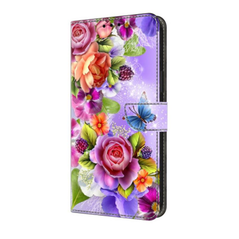 Lederhüllen Samsung Galaxy S25 Fe Handyhülle Buntes Blumenmuster