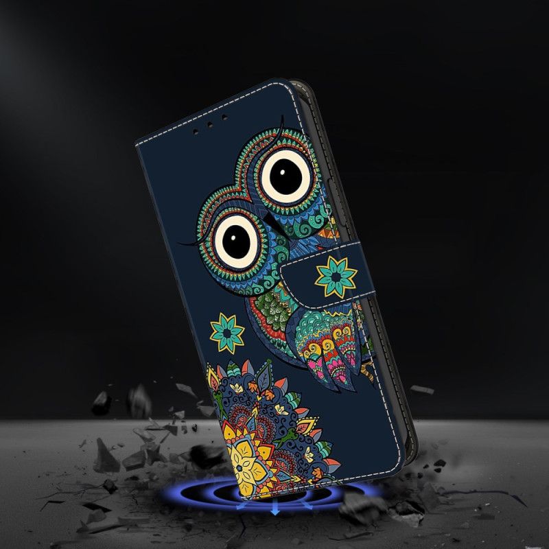 Lederhüllen Samsung Galaxy S25 Fe Handyhülle Eulen-mandala