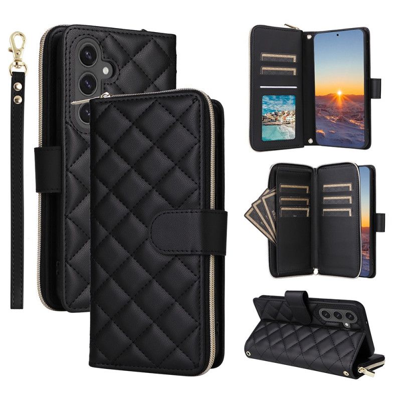 Lederhüllen Samsung Galaxy S25 Fe Handyhülle Gesteppt Mit Riemen Und Schulterriemen