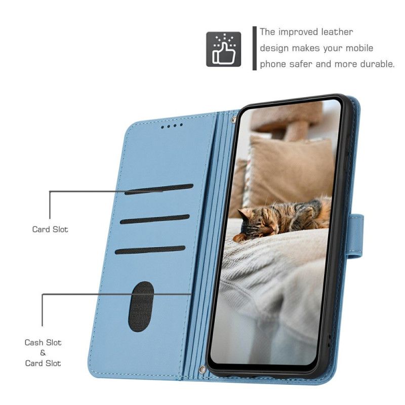 Lederhüllen Samsung Galaxy S25 Fe Handyhülle Katzenmuster Mit Riemen