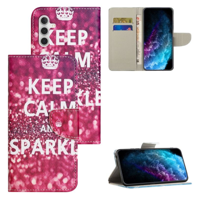 Lederhüllen Samsung Galaxy S25 Fe Handyhülle Ruhe Bewahren Und Glitzern