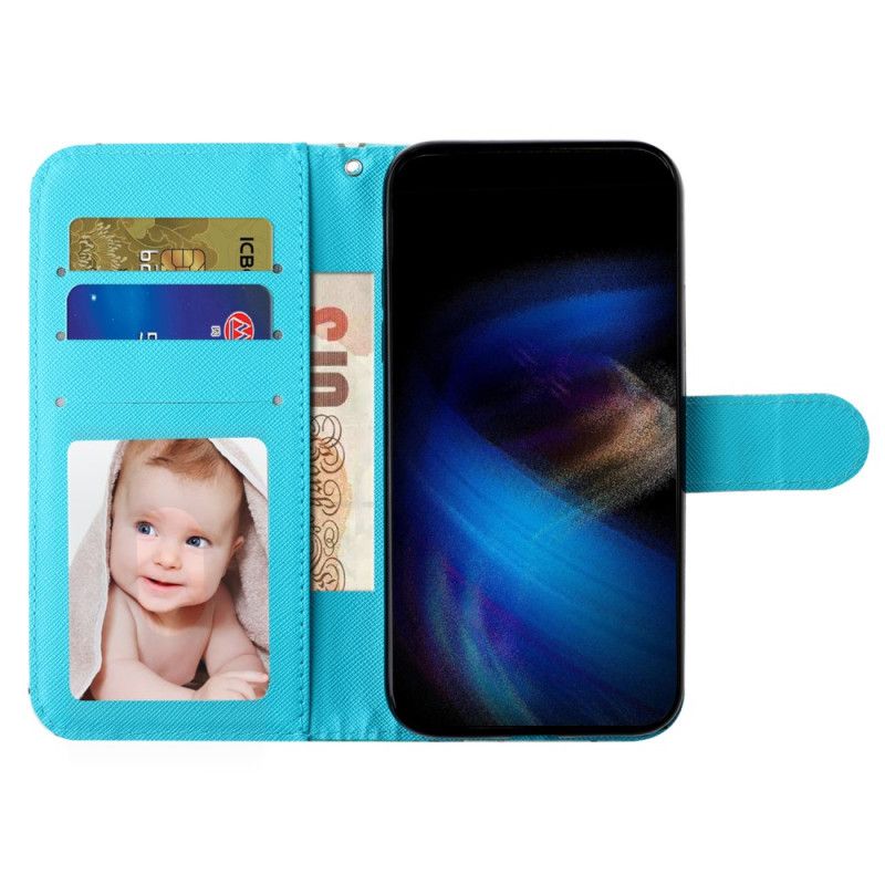 Lederhüllen Samsung Galaxy S25 Fe Schneewolf Mit Umhängeband