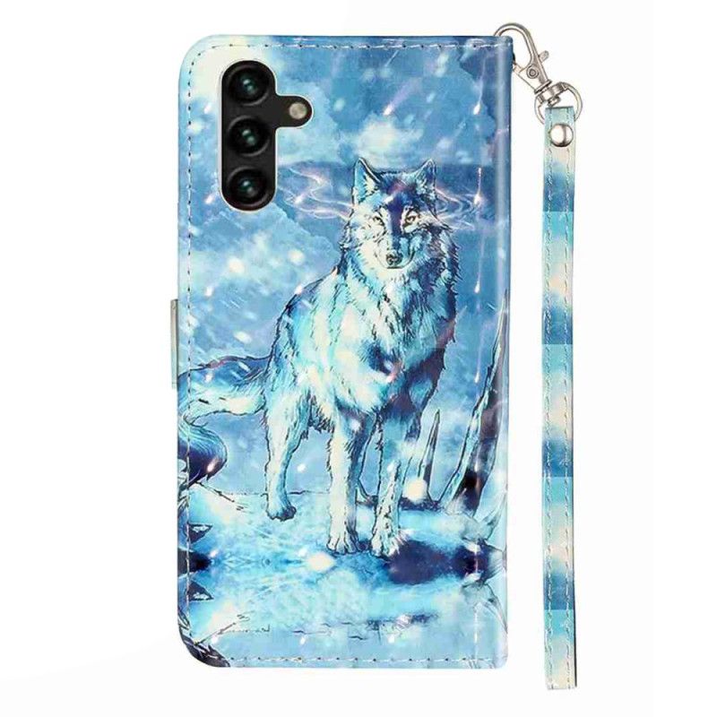 Lederhüllen Samsung Galaxy S25 Fe Schneewolf Mit Umhängeband