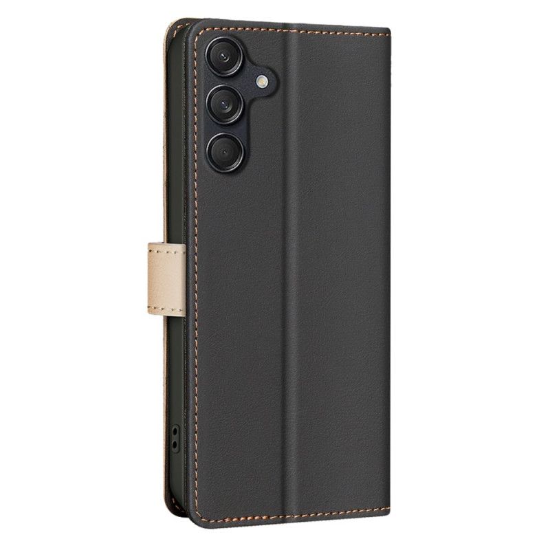 Lederhüllen Samsung Galaxy S25 Fe Zweifarbige Binfen-farbe