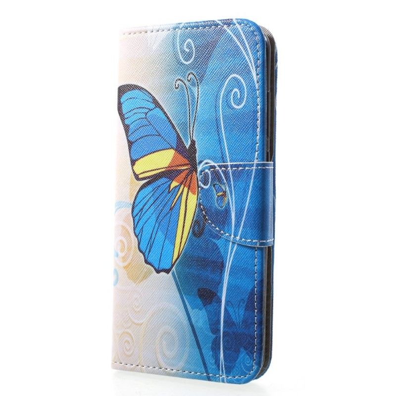 Lederhüllen Huawei P20 Pro Hellblau Handyhülle Schmetterlinge