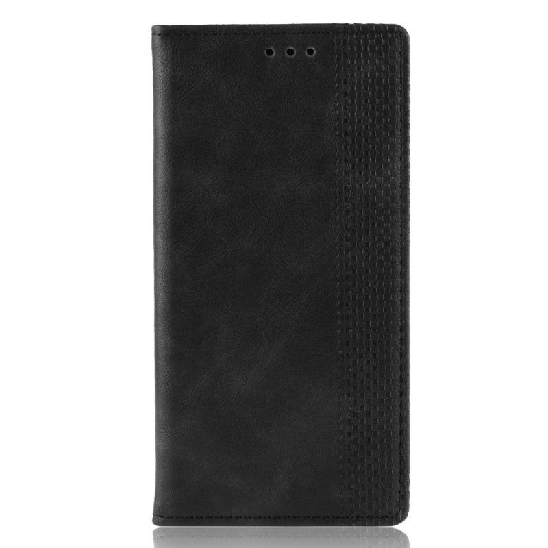 Flip Case Für Realme 7 Pro Schwarz Stilisierter Vintage-Ledereffekt