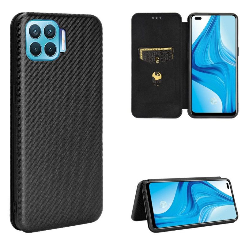 Flip Case Realme 7 Pro Schwarz Gefärbtes Kohlenstoffsilikon