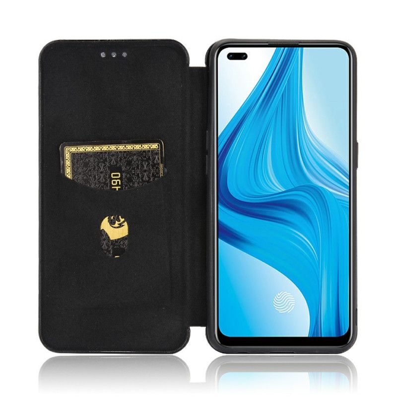 Flip Case Realme 7 Pro Schwarz Gefärbtes Kohlenstoffsilikon