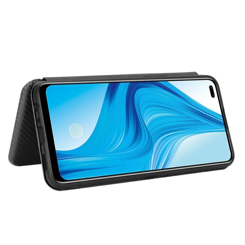 Flip Case Realme 7 Pro Schwarz Gefärbtes Kohlenstoffsilikon