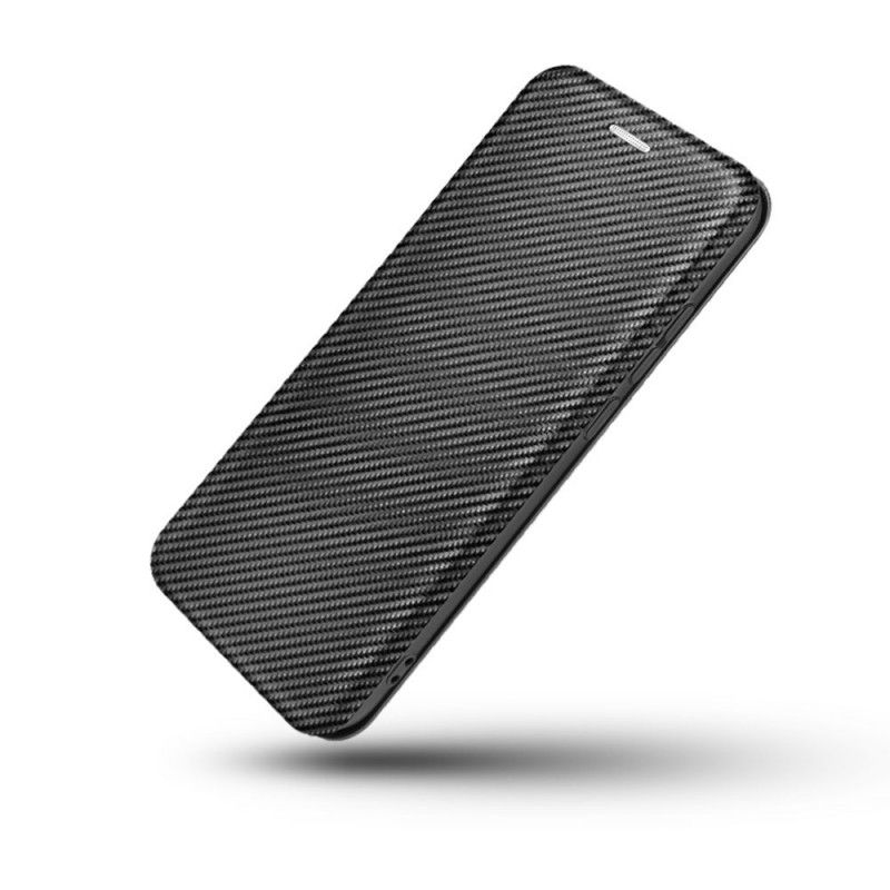 Flip Case Realme 7 Pro Schwarz Gefärbtes Kohlenstoffsilikon