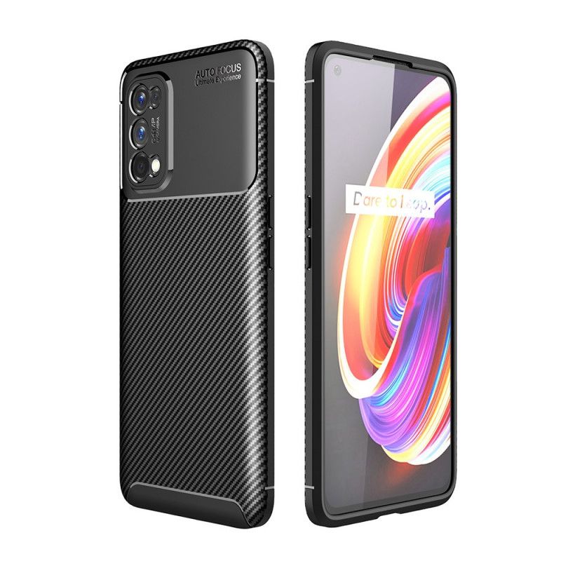 Hülle Realme 7 Pro Schwarz Flexible Kohlefasertextur