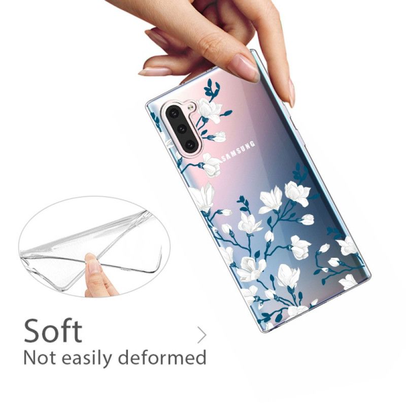 Hülle Für Samsung Galaxy Note 10 Weiße Blüten