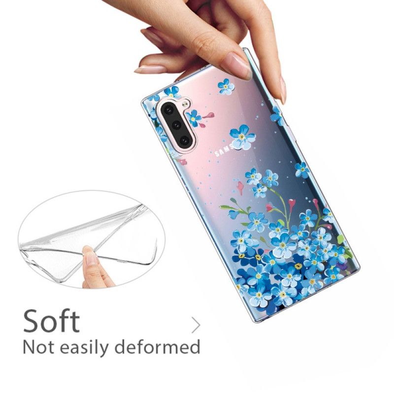 Hülle Samsung Galaxy Note 10 Handyhülle Blaue Blüten