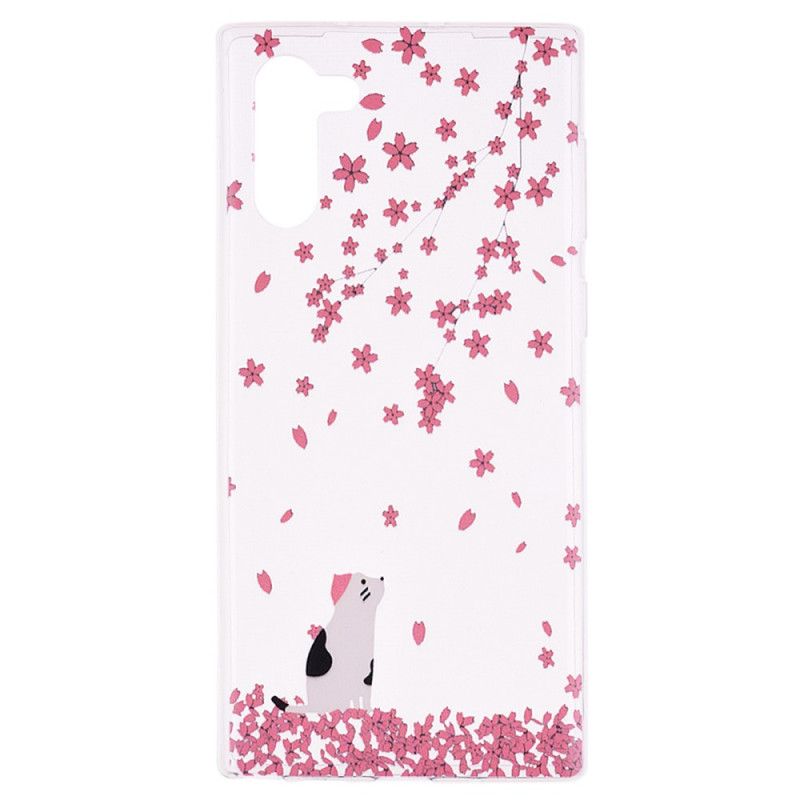 Hülle Samsung Galaxy Note 10 Handyhülle Blütenblätter Und Katze