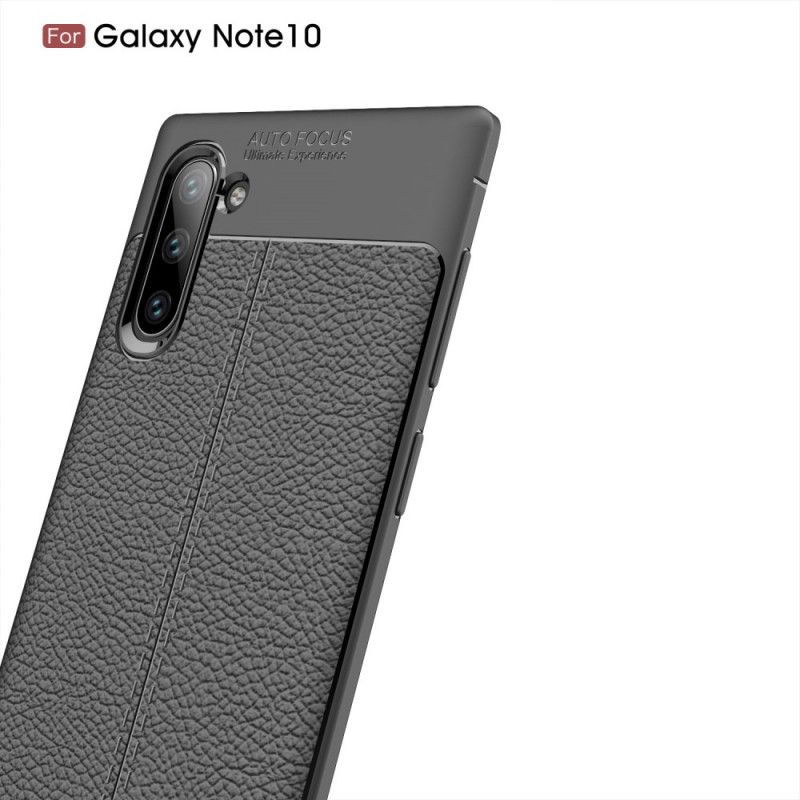 Hülle Samsung Galaxy Note 10 Schwarz Doppellinien-Litschileder-Effekt