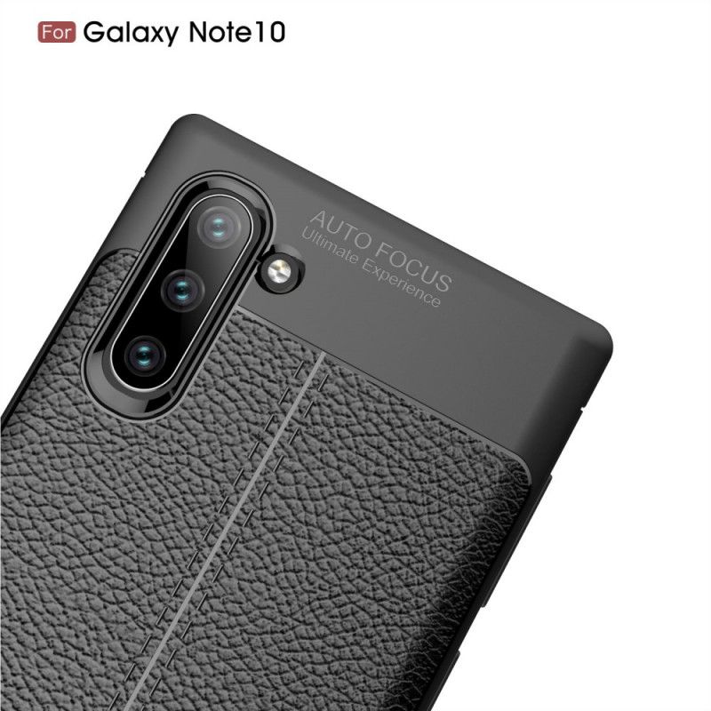 Hülle Samsung Galaxy Note 10 Schwarz Doppellinien-Litschileder-Effekt