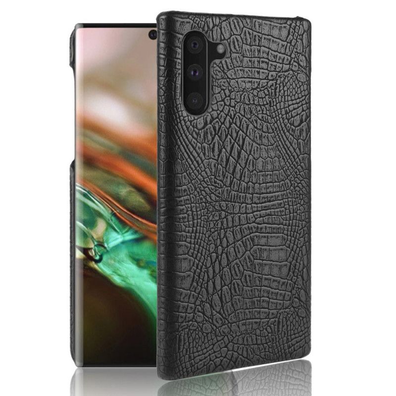 Hülle Samsung Galaxy Note 10 Schwarz Krokodilhauteffekt