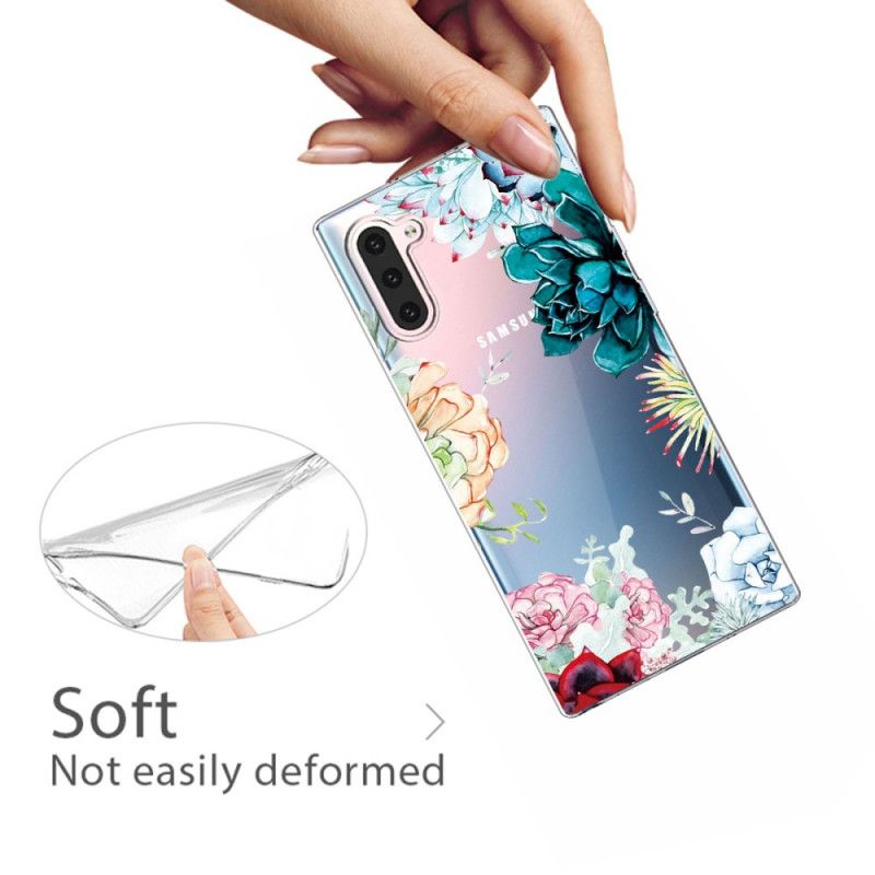 Hülle Samsung Galaxy Note 10 Transparente Aquarellblumen