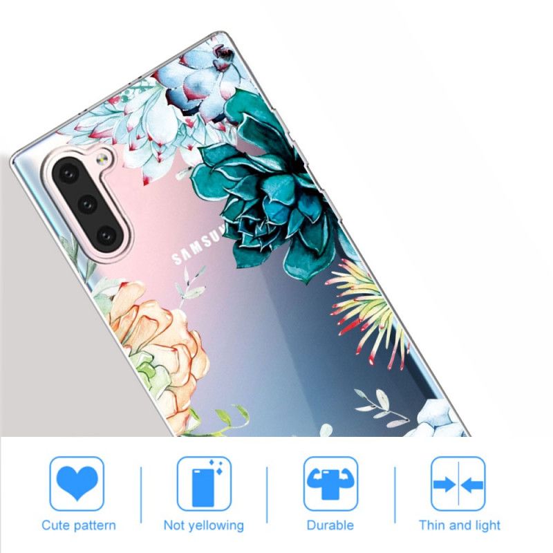 Hülle Samsung Galaxy Note 10 Transparente Aquarellblumen