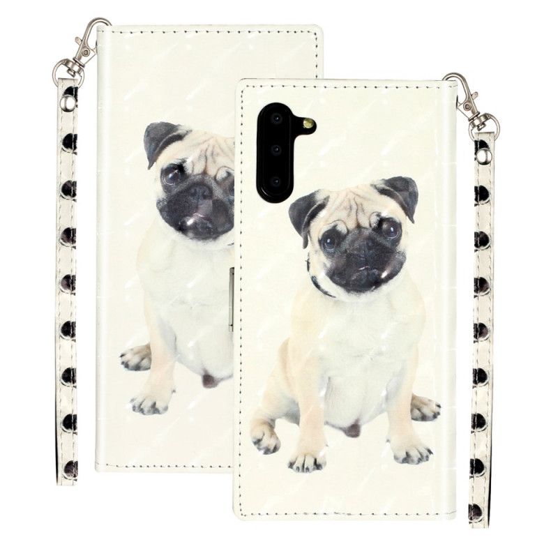 Lederhüllen Für Samsung Galaxy Note 10 Lichtpunkte Des Hundes Mit Riemen