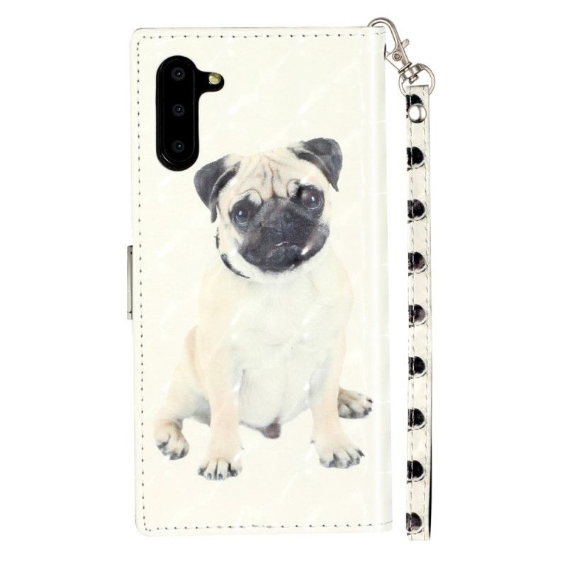 Lederhüllen Für Samsung Galaxy Note 10 Lichtpunkte Des Hundes Mit Riemen