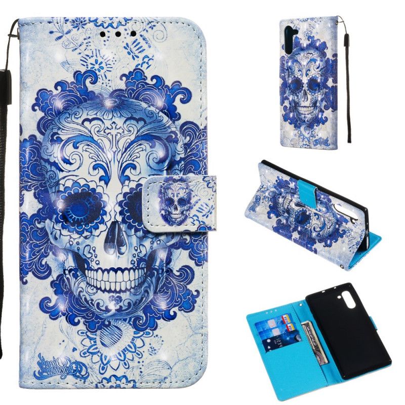 Lederhüllen Samsung Galaxy Note 10 Blauer Schädel