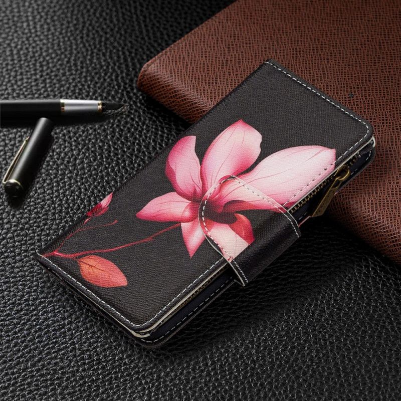 Lederhüllen Samsung Galaxy Note 10 Schwarz Blumentasche Mit Reißverschluss