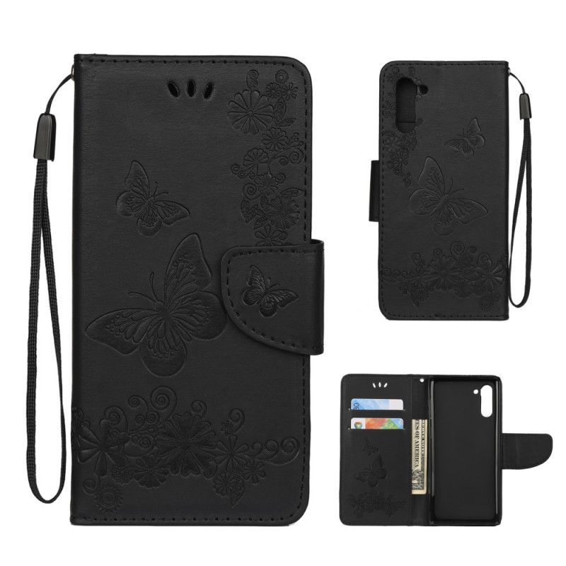 Lederhüllen Samsung Galaxy Note 10 Schwarz Handyhülle Prächtige Tanga-Schmetterlinge