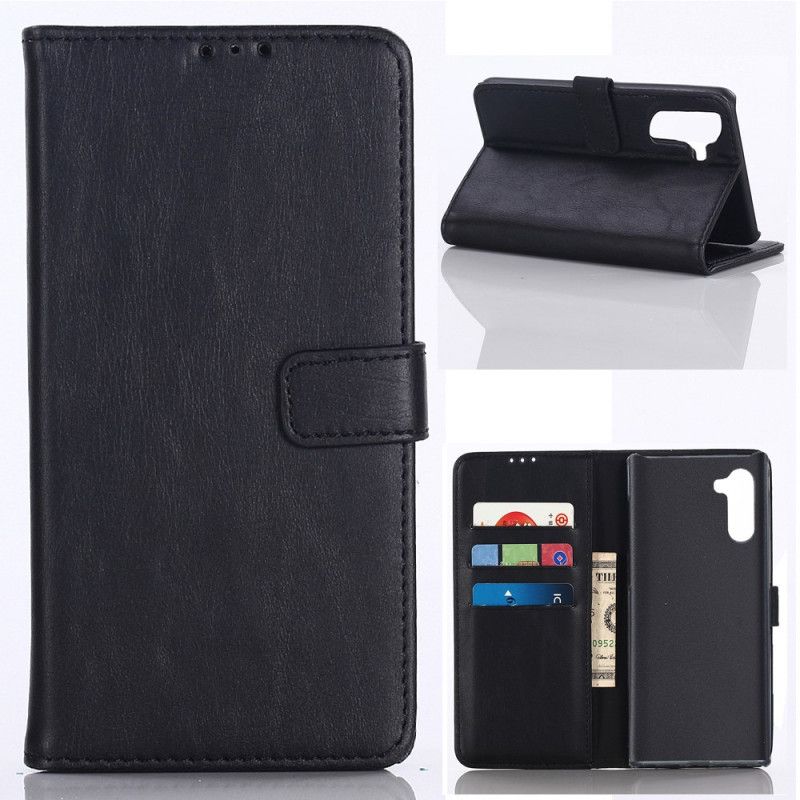 Lederhüllen Samsung Galaxy Note 10 Schwarz Handyhülle Vintage Leder Design