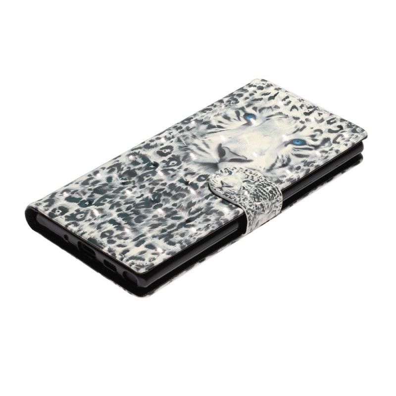 Lederhüllen Samsung Galaxy Note 10 Tigerlichtpunkte Mit Riemen
