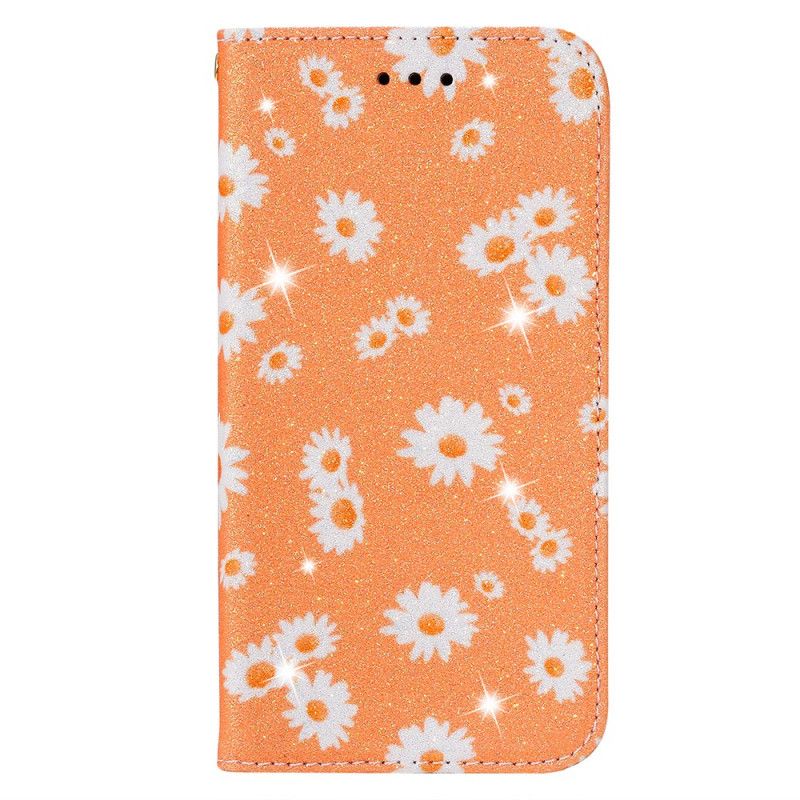 Flip Case Für Samsung Galaxy M31 Pink Gänseblümchenimitatleder