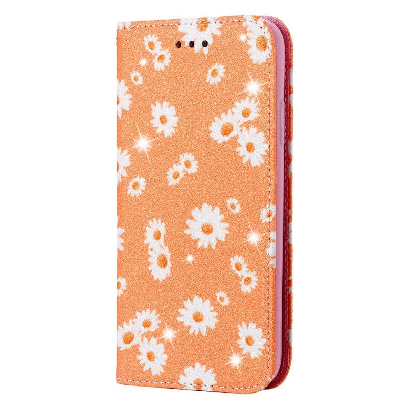 Flip Case Für Samsung Galaxy M31 Pink Gänseblümchenimitatleder